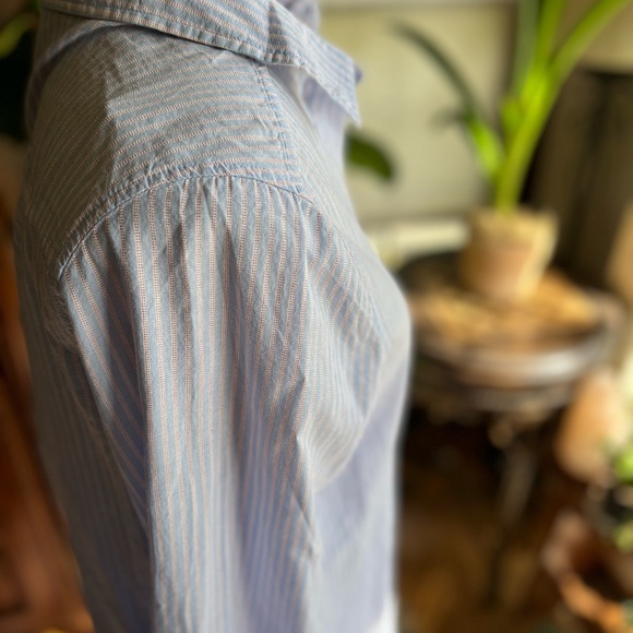 H&M Blue and Pink Pinstripe Button Down Long Sleeve Dress Shirt - Picture 9 of 9